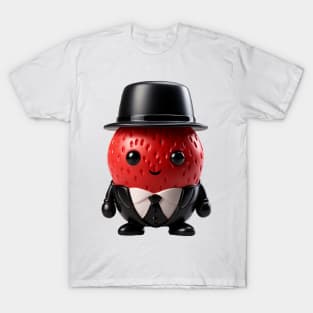 Cute Strawberry Boss wearing a Suit and Hat T-Shirt